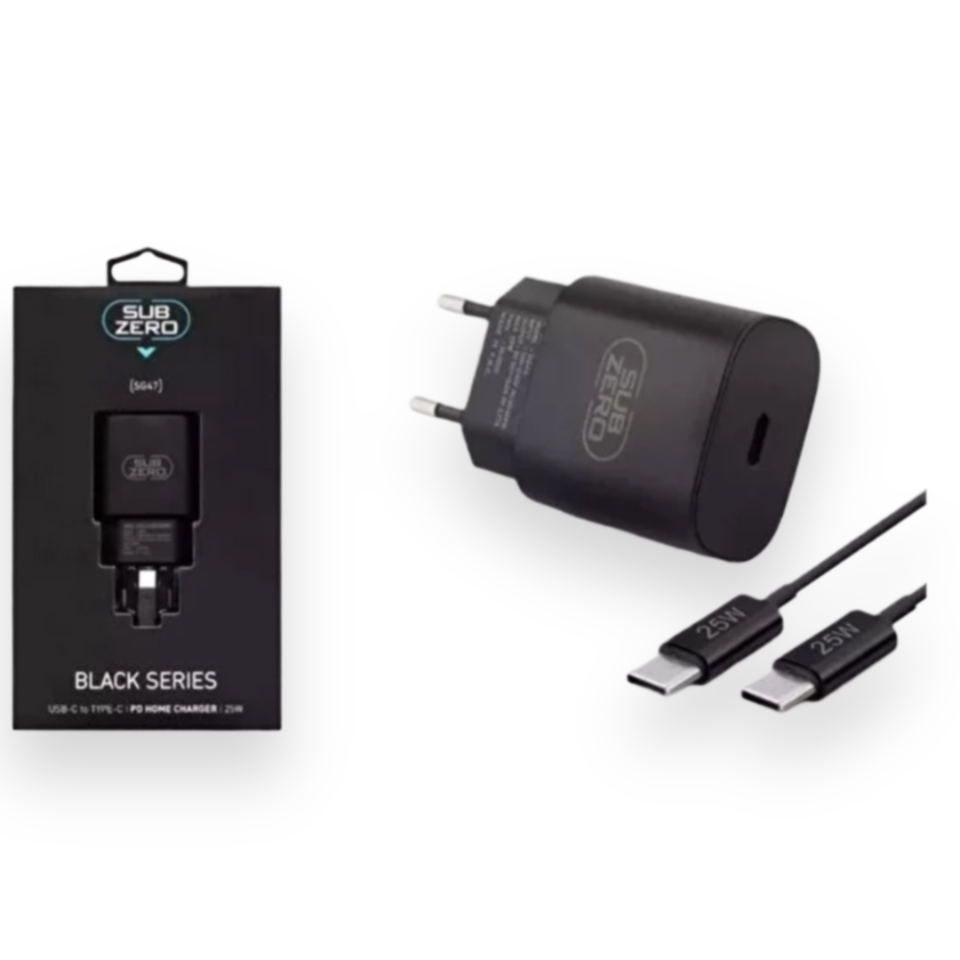 Subzero SG47 • 25W PD Type-C to Type-C Siyah Şarj Aleti
